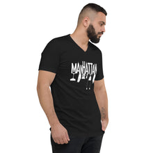 Load image into Gallery viewer, Manhattan Skyline Cocktail Scene Unisex Short Sleeve V-Neck T-Shirt - My Shift Drink