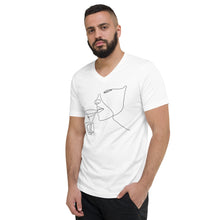 Load image into Gallery viewer, Unisex Short Sleeve V-Neck T-Shirt Victoria's Cocktail Minimalism - My Shift Drink