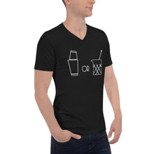 Load image into Gallery viewer, Shaken or Stirred Unisex Short Sleeve V-Neck T-Shirt - My Shift Drink