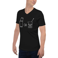 Load image into Gallery viewer, Shaken or Stirred Unisex Short Sleeve V-Neck T-Shirt - My Shift Drink