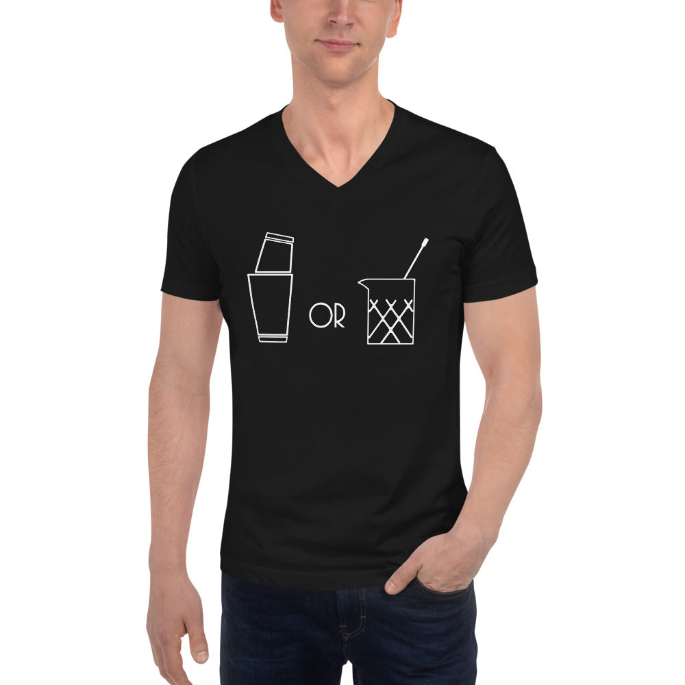 Shaken or Stirred Unisex Short Sleeve V-Neck T-Shirt - My Shift Drink