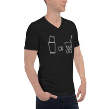 Load image into Gallery viewer, Shaken or Stirred Unisex Short Sleeve V-Neck T-Shirt - My Shift Drink
