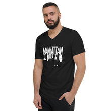 Load image into Gallery viewer, Manhattan Skyline Cocktail Scene Unisex Short Sleeve V-Neck T-Shirt - My Shift Drink
