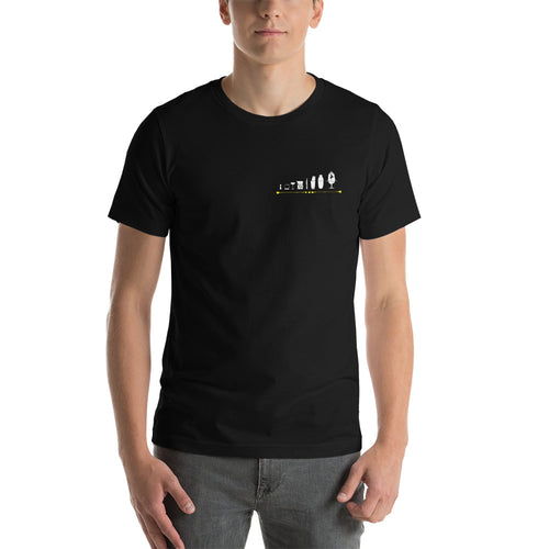 Short-Sleeve Unisex T-Shirt Bartool line up with gold decal pocket size - My Shift Drink